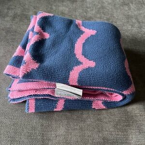 Land of Nod 100% cotton Blue and Pink Knit Blanket